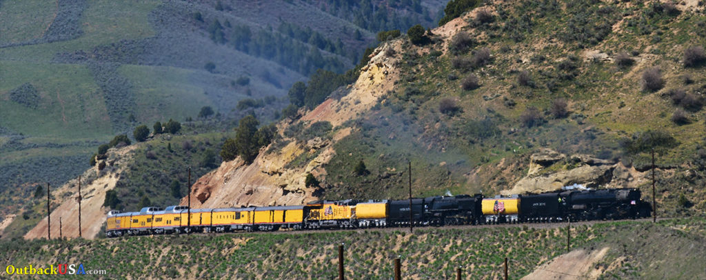 #844 and #4014 Ascending the grade out of Echo Canyon, Utah